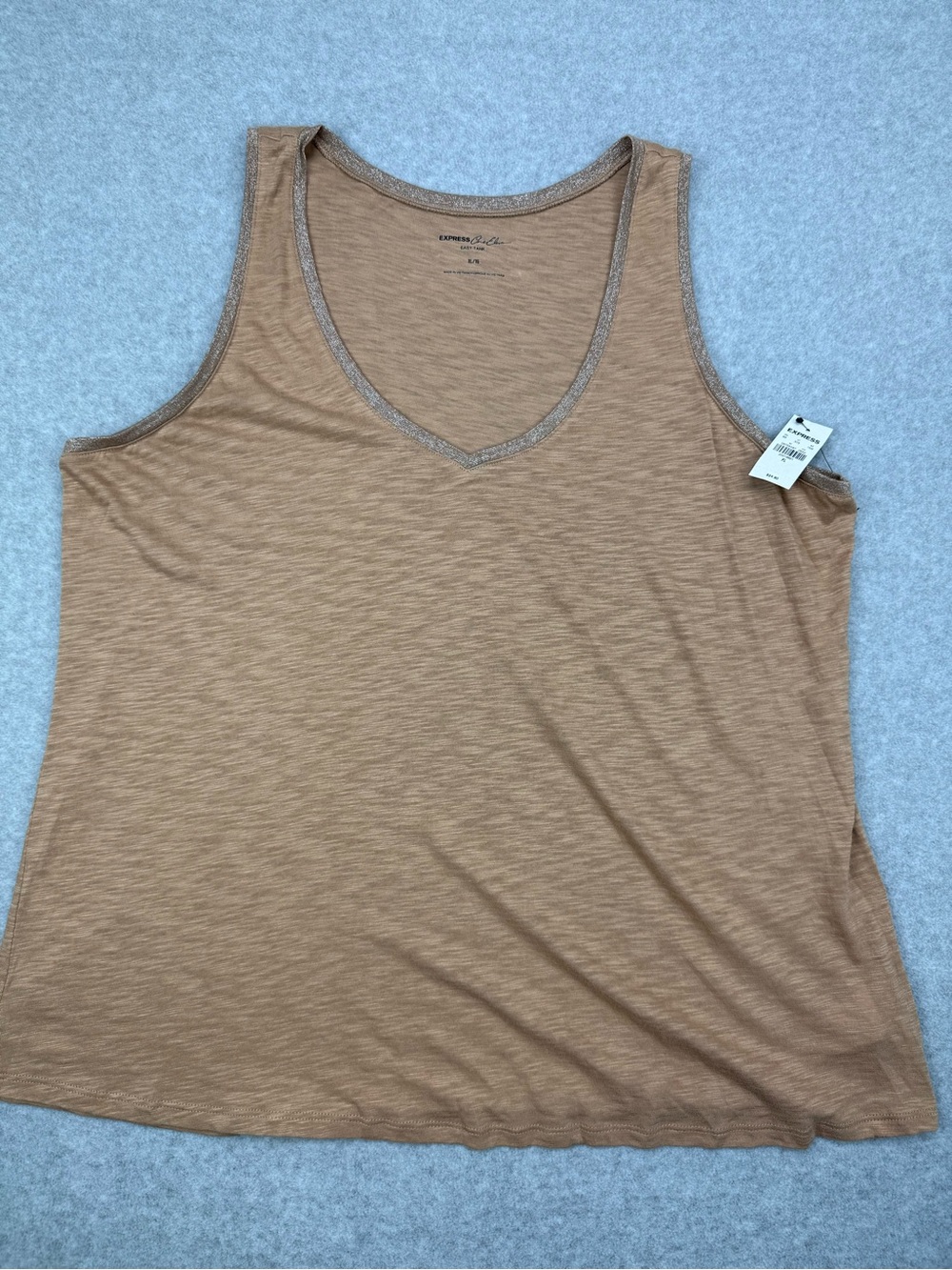 Express One Eleven Easy Tank Women’s XL Taupe Metallic Trim NWT